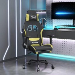 Fauteuil gamer de massage avec repose-pied Chaise de bureau - Fauteuil de jeu Noir et vert clair