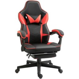 Fauteuil de bureau gamer style baquet racing - pivotant, inclinable - coussin tétière, repose-pieds