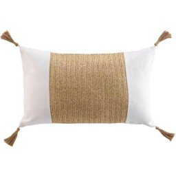 Homemaison - Coussin avec bandeau en imitation raphia Naturel 30 x 50 cm - Naturel