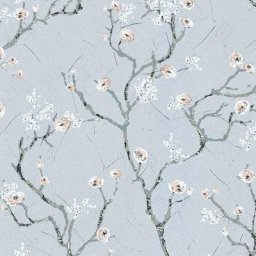 Papier Peint fleuri bleu pastel Papier Peint intissé motif fleurs blanches et roses Tapisserie