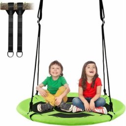 GOPLUS Balancoire Nid d’Oiseau Rond pour Enfant, Adulte Ø100CM avec Cordes de Suspensions Reglables