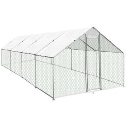 Enclos Poulailler Extérieur 3mx8mx2m Volière Acier Galvanisé Volaille Cage Animal Chien Lapin