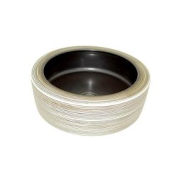 Vasque pour salle de bain Ronde - Céramique rainurée Beige et Marron - 41 cm Cappuccino