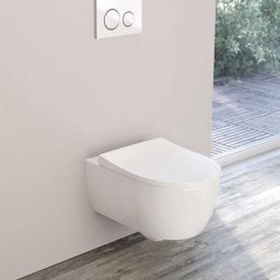 Geberit - wc suspendu sans rebord avec sortie universelle et abattant traditionnel modèle Icon cm 53