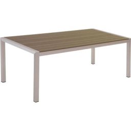 Table de Jardin 180 x 90 cm en Bois Composite et Aluminium Marron et Argenté Vernio - Bois clair