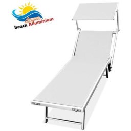LIDO Bain de soleil pliable en aluminium Jardin Plage Blanc 180x60x40