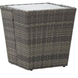 Vidaxl - Table à thé Gris 41,5x41,5x43 cm Résine tressée et verre trempé Gris