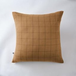 L'effet Papillon - Taie d'oreiller gaze de coton tissée 60 x 60 cm Gaia Match Camel - Marron
