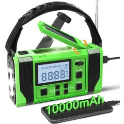 Radio D'Urgence 10000 Mah, Radio à Manivelle, Radio Météo Solaire/Manivelle/Batterie Portable