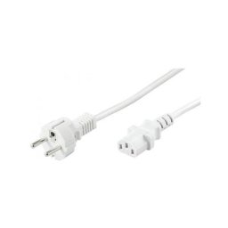 Cordon alimentation secteur blanc 1m50 0,75mm2 2 p+t droit avec fiche iec