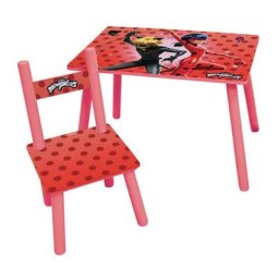 Cijep - Table rectangulaire en bois + 1 Chaise Miraculous