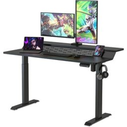 Fenge Bureau Assis Debout avec USB Port - 140x73,5cm Bureau Électrique Réglable en Hauteur