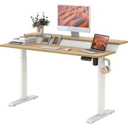 Fenge Bureau Assis Debout avec USB Port - 140x73,5cm Bureau Électrique Réglable en Hauteur