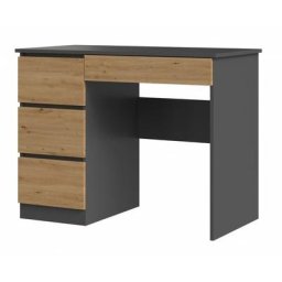 Hucoco - meso - Bureau gauche style moderne bureau/chambre d'ado - 98x51x76 - 4 tiroirs Gris