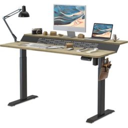 Bureau Assis Debout avec usb Port - 140x73,5cm Bureau Électrique Réglable en Hauteur - Standing