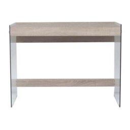 Bureau plateau en bois pieds en verre Lux
