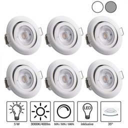Spot led Encastrable 5W 400Lumen 3000K Réglable Blanc Chaud Spot Led Extra Plat Pour Salle de Bain