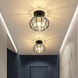 Lot de 2 luminaires de plafond à cristaux, lustre plafonnier cage et cristal e27 led pour cuisine