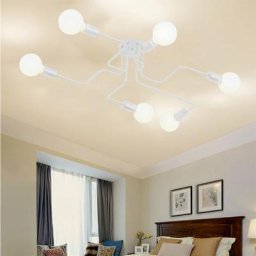 Axhup - Plafonnier Lustre Vintage led Lampe Industrielle Cuisine Salon Moderne Plafonnier Blanc 6