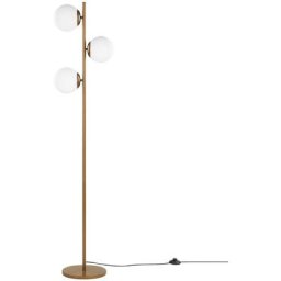 Grande Lampe sur Pied de 153 cm de Hauteur en Métal Doré avec 3 Abat-jours en Forme de Boule Design