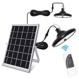 Lampes solaires intérieures extérieures Lustre solaire à double tête avec télécommande Un pour deux