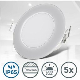 Lot de 5 spots à encastrer spéciales salle de bain led blanc i étanche IP65 i ultra plat 30mm i