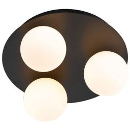 QAZQA cederic - Plafonnier Moderne - 3 lumière - Ø 23 cm - Noir - Moderne - Salle de bains - Noir
