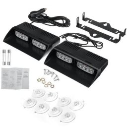 2pcs 16LED 12V voiture pare-brise tableau de bord avertissement d'urgence clignotant lumière