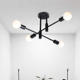 Rétro Lampe Plafonnier Luminiare Vintage Industrielle 4 Spot Lustre Eclairage pour Salle à Manger