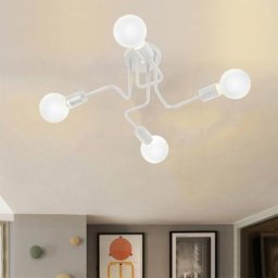 Axhup - Plafonnier Lustre Vintage led Lampe Industrielle Cuisine Salon Moderne Plafonnier Blanc 4