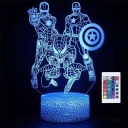 Veilleuse Veilleuse 3D The Avengers pour chambre de bébé, 16 couleurs changeantes, décoration avec