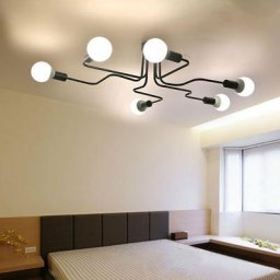 Axhup - Plafonnier Lustre Vintage led Lampe Industrielle Cuisine Salon Moderne Plafonnier Noir 6