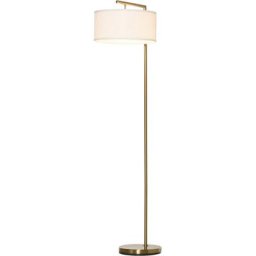 Lampadaire design néo-rétro max. 40 w 153H cm abat-jour circulaire aspect lin blanc piètement