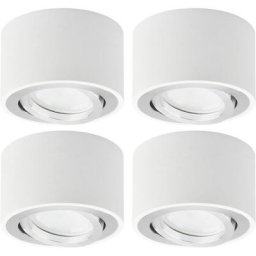 Jeu de 4 spots à led en saillie Ø80x50mm rond blanc spots de plafond ampoules led downlight