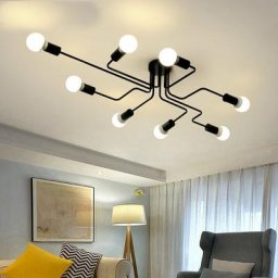 Axhup - Plafonnier Lustre Vintage led Lampe Industrielle Cuisine Salon Moderne Plafonnier Noir 9
