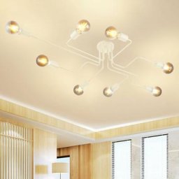 Axhup - Plafonnier Lustre Vintage led Lampe Industrielle Cuisine Salon Moderne Plafonnier Blanc 9