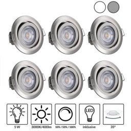 Spot led Encastrable 5W 400Lumen 3000K Réglable Blanc Chaud Spot Led Extra Plat Pour Salle de Bain