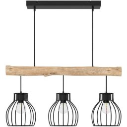 Rendez-vous Déco - Suspension 3 lampes en bois d'eucalyptus et métal - Abby - Marron