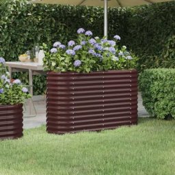 Jardinière de jardin Bac a Fleur | Acier enduit de poudre 114x40x68 cm Marron 13821 - Brun
