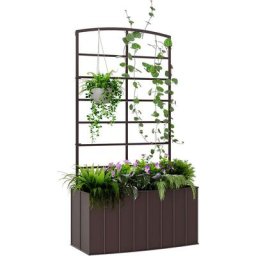 Jardinière en Métal 61 x 20 x 111 cm avec Treillis et Crochets, Bac à Fleurs pour Plantes