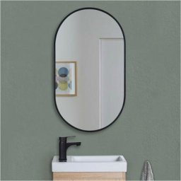 Miroir ovale en métal noir 40 x 70 cm - Noir