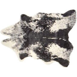 Tapis Fausse Fourrure Noir Blanc Effet Vache en Polyester pour Chambre ou Salon au Style Rustique