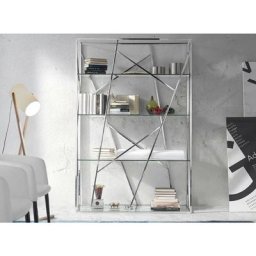 Bibliothèque design acier inoxydable et verre trempé Futura