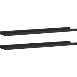 Étagères à rebord pour cadre photo 2 pcs Noir 80x9x3 cm MDF