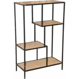 Bibliothèque colorado 4 étagères - Noir mat et bois - Bois et métal - 69 x 33 x h 114 cm