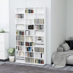Meuble de Rangement cd/dvd | Meuble Étagère Blanc 102x16x177,5 cm Bois d'ingénierie 13470 - Blanc