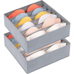 Gris - Organisateur de tiroirs, ensemble de 2 boîtes de rangement pliables pour lingerie à 6