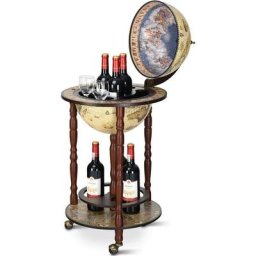 Costway - Bar Globe Terrestre Mappemonde en Bois d'Eucalyptus pour Vin et Verre Cabinet Boissons