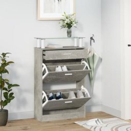 Maisonchic - Meuble à Chaussures Armoire à Chaussures | Meuble d'entrée Gris béton 63x24x104 cm