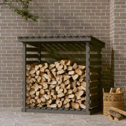 Support pour bois de chauffage Abri de stockage Porte bûches et range bûches Gris 108x73x108 cm
